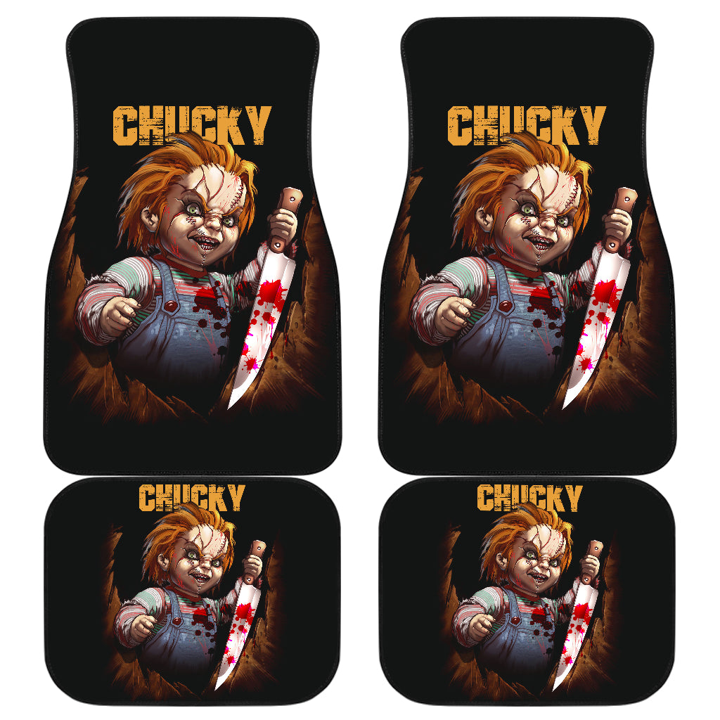 Chucky Child's Play Nice Blood Horror Film Halloween Car Floor Mats Horror Movie Car Accessories Ci091121