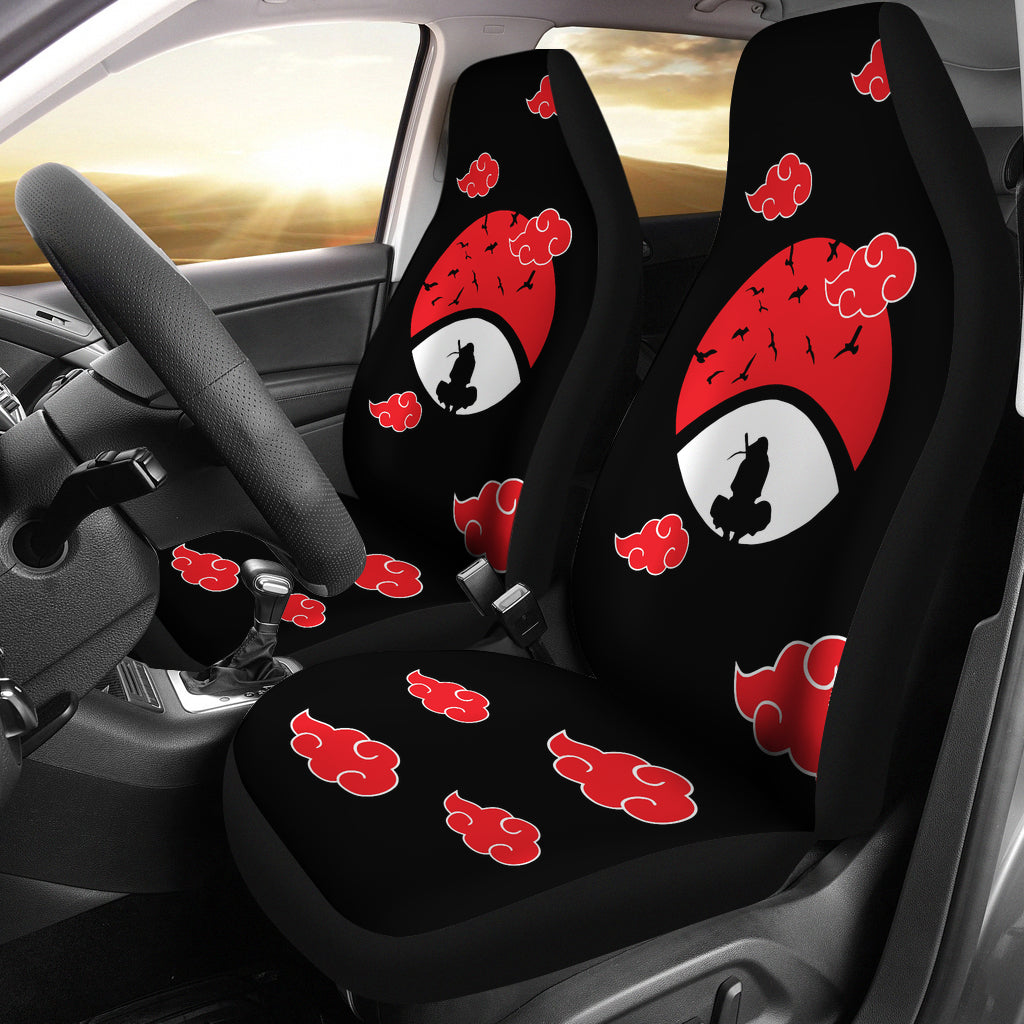 Naruto Anime Car Seat Covers - Itachi Moon Sitting Uchiha Symbol Akatsuki Cloud Seat Covers Ci101601