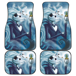 Nightmare Before Christmas Cartoon Car Floor Mats - Jack Holding Snowball With Zero Dog Car Mats Ci092901