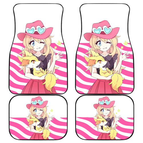 Pokemon Anime  Car Floor Mats - Pretty Serena Hug Fennekin Red Fox Summer Time Car Mats Ci110801