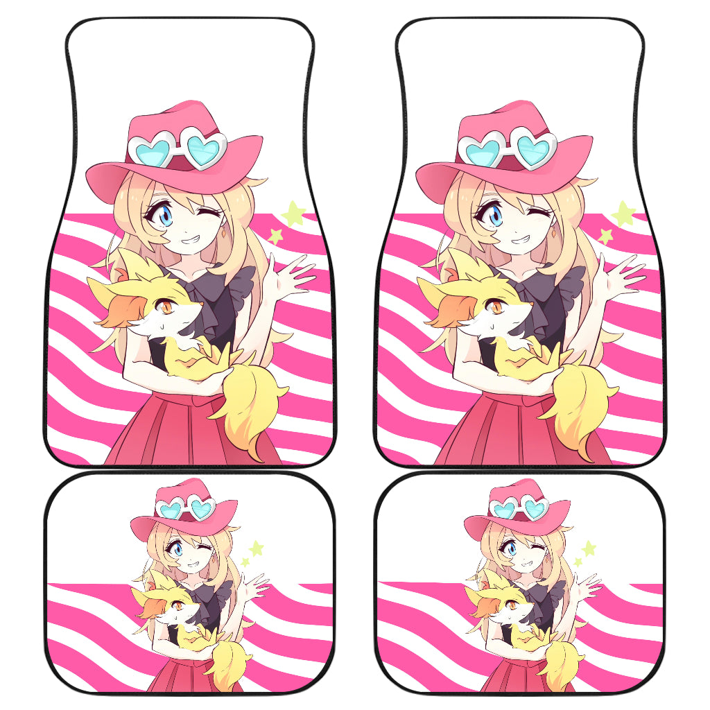 Pokemon Anime  Car Floor Mats - Pretty Serena Hug Fennekin Red Fox Summer Time Car Mats Ci110801