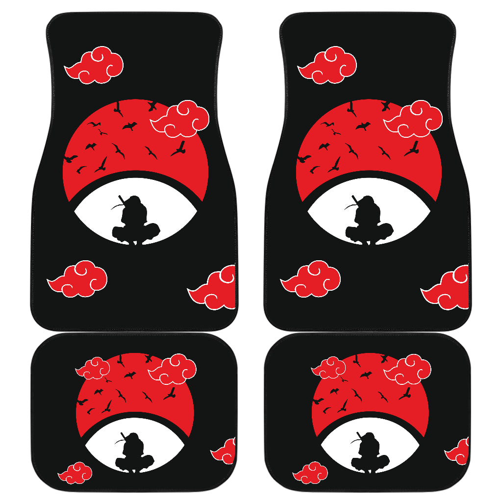 Naruto Anime Car Floor Mats - Itachi Moon Sitting Uchiha Symbol Akatsuki Cloud Car Mats Ci101601