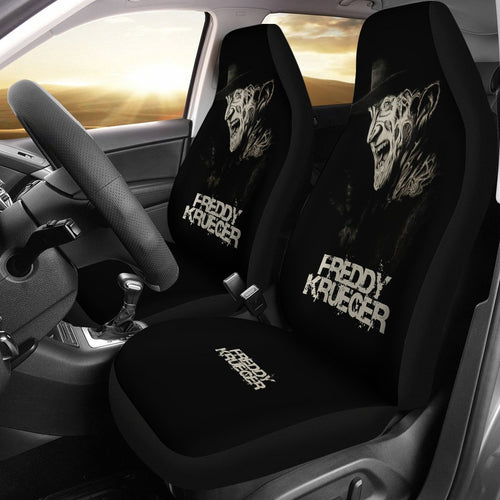 Horror Movie Car Seat Covers | Freddy Krueger Shouting Black White Seat Covers Ci082821