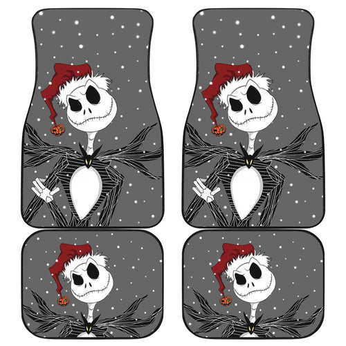 Nightmare Before Christmas Cartoon Car Floor Mats | Jack Skellington Wearing Xmas Hat Car Mats Ci092404