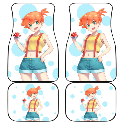 Pokemon Anime  Car Floor Mats - Energetic Kasumi Misty Smiling Holding Poke Ball Car Mats Ci111301