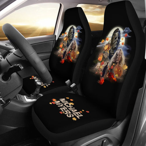 Horror Movie Car Seat Covers | Michael Myers And Laurie Maple Leaf Falling Seat Covers Ci090621