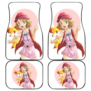 Pokemon Anime  Car Floor Mats - Serena And Fennekin Red Fox Fighting Artwork Car Mats Ci110603