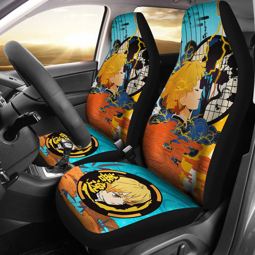 Demon Slayer Anime Car Seat Covers Agatsuma Zenitsu Car Accessories Fan Gift Ci011505