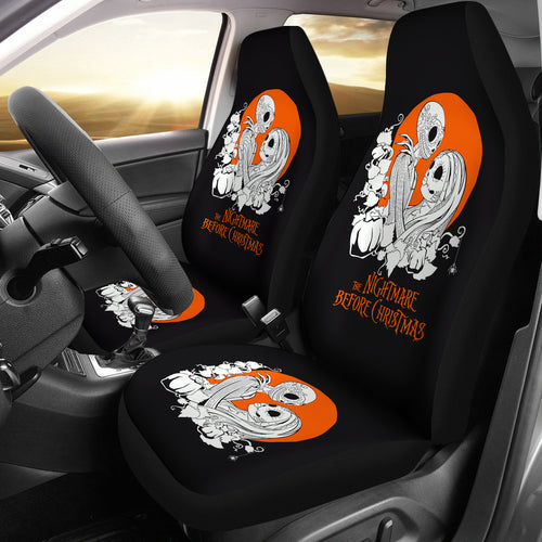 Nightmare Before Christmas Cartoon Car Seat Covers - Jack Skellington And Sally Unpainted Artwork Seat Covers Ci101203