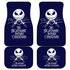 Nightmare Before Christmas Cartoon Car Floor Mats - Jack Skellington Heart Hand Sign Dark Blue Car Mats Ci100803