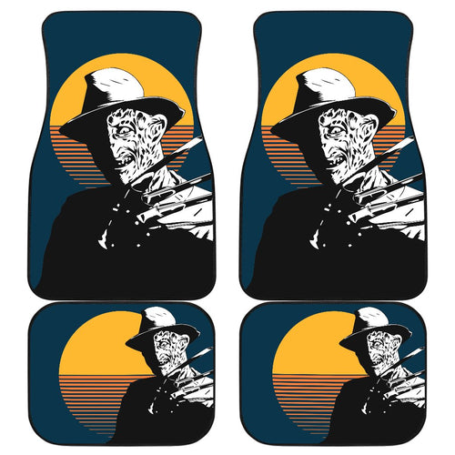 Horror Movie Car Floor Mats | Freddy Krueger Retro Vintage Yellow Moon Car Mats Ci090621