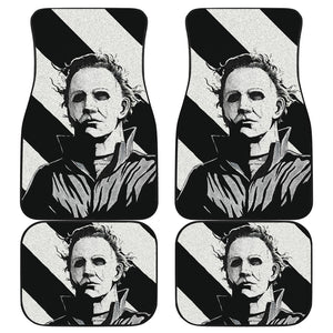 Horror Movie Car Floor Mats | Michael Myers Black And White Portrait Car Mats Ci090921