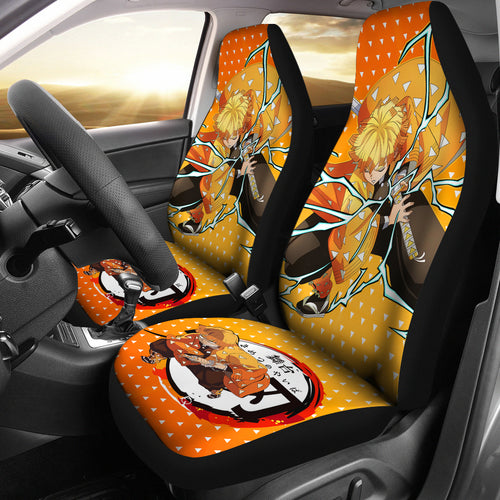 Demon Slayer Anime Car Seat Covers Agatsuma Zenitsu Car Accessories Fan Gift Ci011501