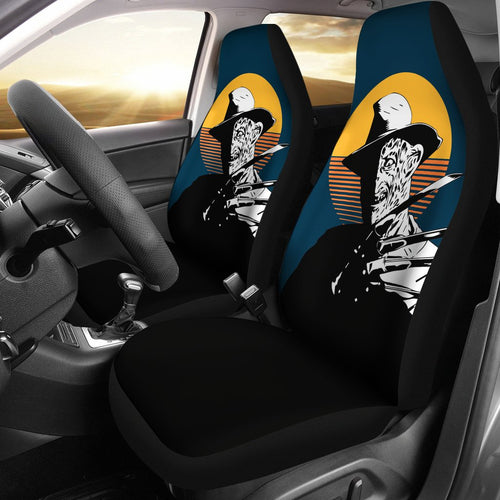 Horror Movie Car Seat Covers | Freddy Krueger Retro Vintage Yellow Moon Seat Covers Ci090121