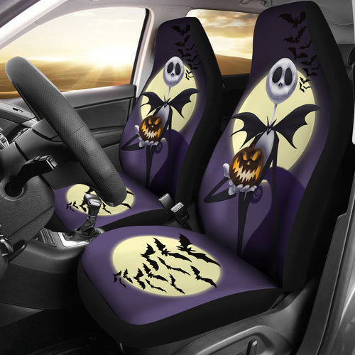 Nightmare Before Christmas Cartoon Car Seat Covers | Cute Cartoon Jack Holding Scary Pumpkin Seat Covers Ci092401