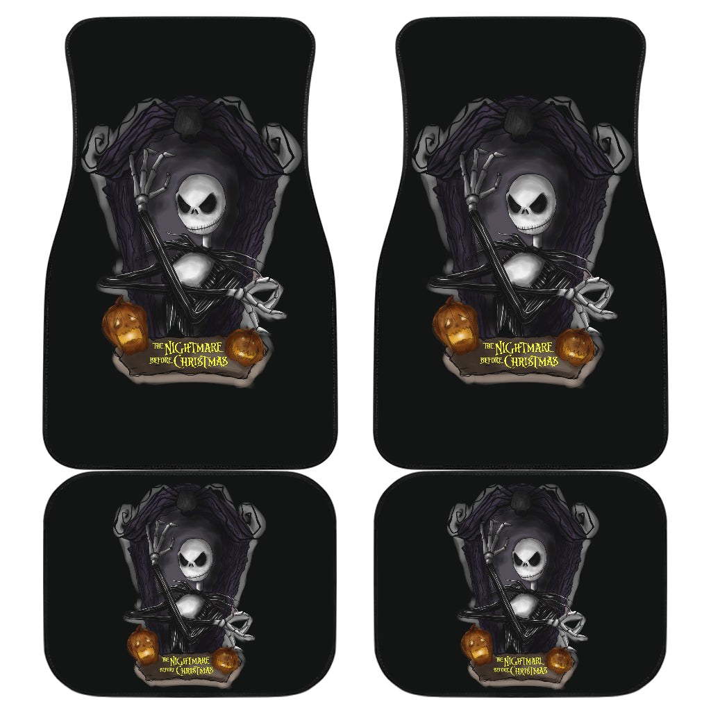 Nightmare Before Christmas Cartoon Car Floor Mats - Evil Jack Skellington With Crying Pumpkin Portrait Car Mats Ci092801
