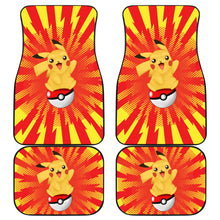 Load image into Gallery viewer, Pokemon Anime  Car Floor Mats - Pikachu Sitting On Pokeball Lightning Power Red And Yellow Car Mats Ci111001