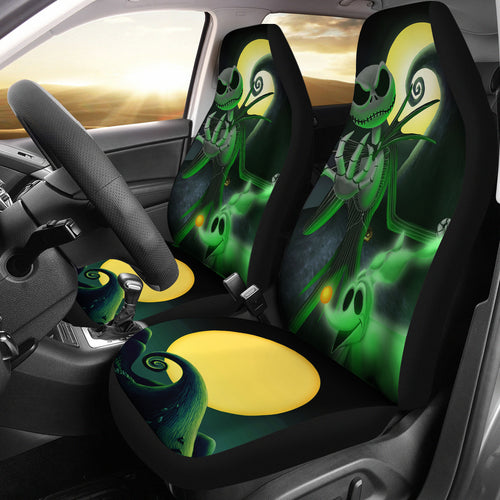 Nightmare Before Christmas Cartoon Car Seat Covers - Jack Skellington With Zero Dog Moon And The Hill Seat Covers Ci092704