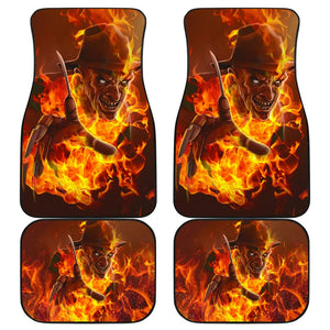 Horror Movie Car Floor Mats | Scary Freddy Krueger Flaming In Fire Car Mats Ci083021