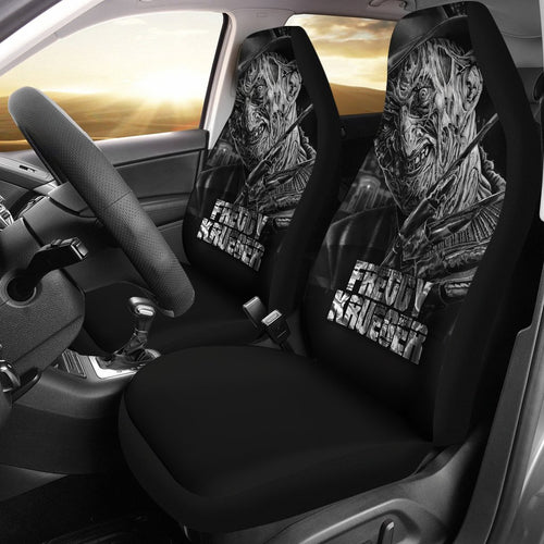 Horror Movie Car Seat Covers | Freddy Krueger Portrait Black White Seat Covers Ci083021