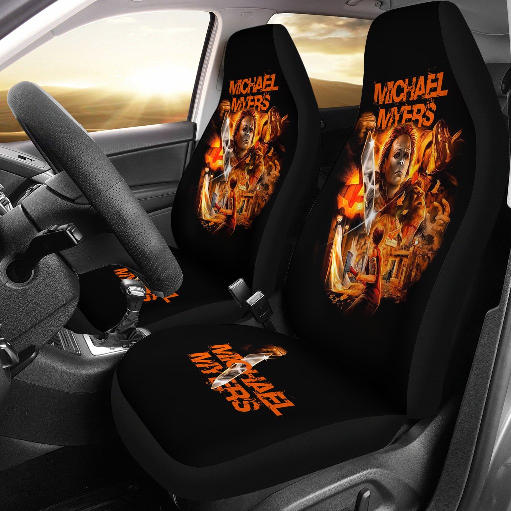 Horror Movie Car Seat Covers | Fighting Michael Myers With Axe Seat Covers Ci090421