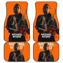 Load image into Gallery viewer, Horror Movie Car Floor Mats | Michael Myers And Laurie Strode Orange Car Mats Ci090621