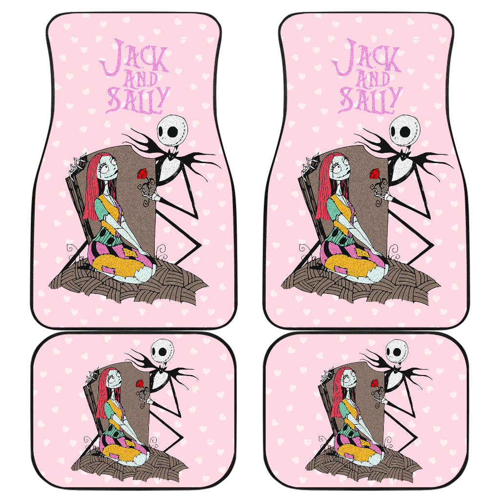 Nightmare Before Christmas Cartoon Car Seat Covers - Jack Skellington And Sally Heart Patterns Pink Seat Covers Ci101201