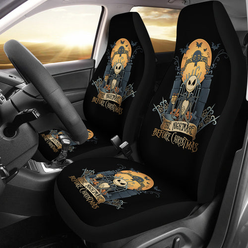 Nightmare Before Christmas Cartoon Car Seat Covers | Jack Skellington Gift At Cemetery Gate Seat Covers Ci100702