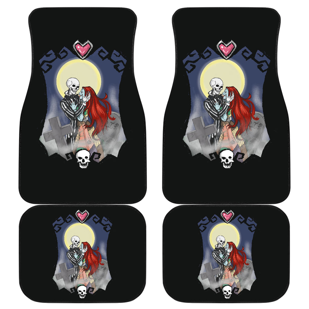 Nightmare Before Christmas Cartoon Car Floor Mats - Jack Skellington And Sally Gather Again Moonlight Car Mats Ci101502