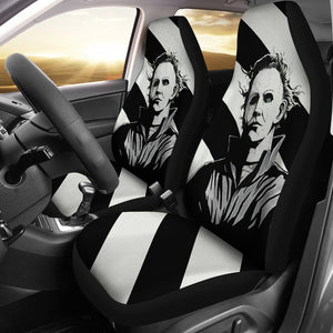 Horror Movie Car Seat Covers | Michael Myers Black And White Portrait Seat Covers Ci090921