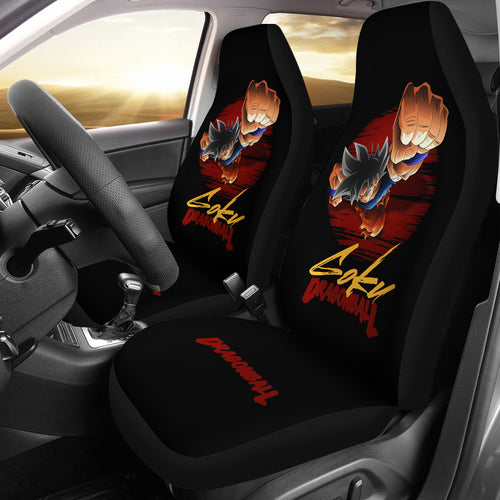 Dragon Ball Anime Car Seat Covers | Goku Super Saiyan Jump And Punch Seat Covers Ci100802