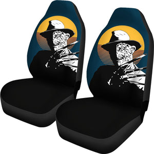 Horror Movie Car Seat Covers | Freddy Krueger Retro Vintage Yellow Moon Seat Covers Ci090121