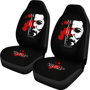 Horror Movie Car Seat Covers | Michael Myers Half White Face Seat Covers Ci090921