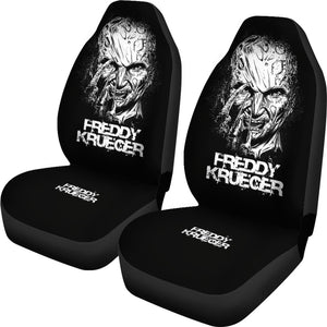 Horror Movie Car Seat Covers | Freddy Krueger Dissolving Face Black White Seat Covers Ci083121