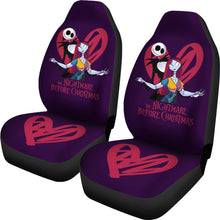 Load image into Gallery viewer, Nightmare Before Christmas Cartoon Car Seat Covers - Jack Skellington And Sally Titanic Hug Red Heart Seat Covers Ci101402
