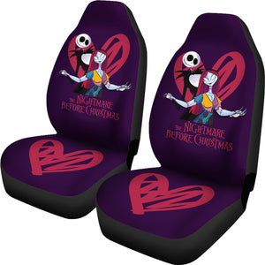 Nightmare Before Christmas Cartoon Car Seat Covers - Jack Skellington And Sally Titanic Hug Red Heart Seat Covers Ci101402