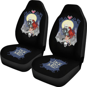 Nightmare Before Christmas Cartoon Car Seat Covers - Jack Skellington And Sally Gather Again Moonlight Seat Covers Ci101502