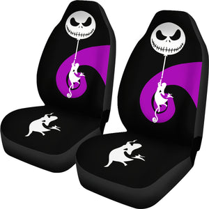 Nightmare Before Christmas Cartoon Car Seat Covers | Sally Silhouette Holding Jack Head Balloon Seat Covers Ci100605