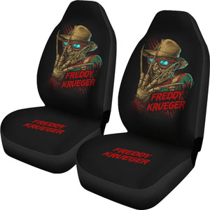 Horror Movie Car Seat Covers | Funny Freddy Krueger Wearing Glasses Seat Covers Ci083121