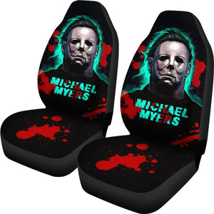Horror Movie Car Seat Covers | Michael Myers Portrait Green Vapor Seat Covers Ci090921