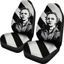 Load image into Gallery viewer, Horror Movie Car Seat Covers | Michael Myers Black And White Portrait Seat Covers Ci090921