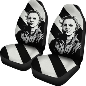 Horror Movie Car Seat Covers | Michael Myers Black And White Portrait Seat Covers Ci090921