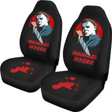 Load image into Gallery viewer, Horror Movie Car Seat Covers | Michael Myers With Sharp Knife Black Seat Covers Ci090221