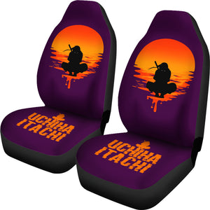 Naruto Anime Car Seat Covers - Uchiha Itachi Sitting Silhouette Melting Moon Seat Covers Ci101605
