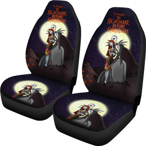 Nightmare Before Christmas Cartoon Car Seat Covers - Jack Skellington Hugging Sally On RIP Night Seat Covers Ci092804