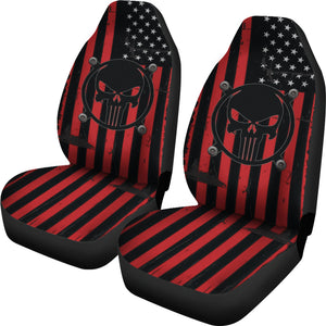 The Punisher Car Seat Covers  American Flag Grunge Car Accessories Ci220819-4