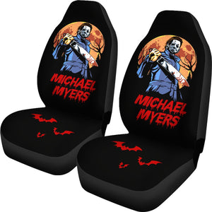 Horror Movie Car Seat Covers | Michael Myers Yellow Moon Night Seat Covers Ci090221