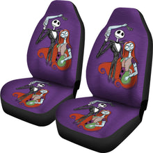 Load image into Gallery viewer, Nightmare Before Christmas Cartoon Car Seat Covers - Jack Holding Sally Hand Purple Wave Seat Covers Ci092703