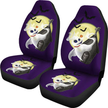 Load image into Gallery viewer, Nightmare Before Christmas Cartoon Car Seat Covers - Zero Dog Fly To Yellow Moon With Bats Seat Covers Ci092805