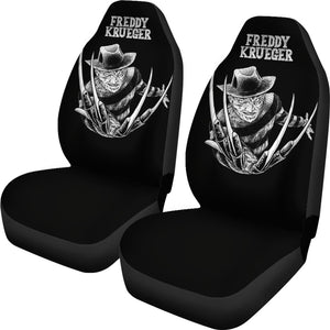 Horror Movie Car Seat Covers | Freddy Krueger Claw Glove Black White Seat Covers Ci090121